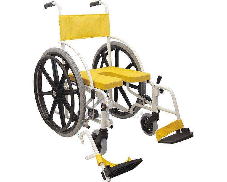 【※法人・施設限定・送料別途】入浴・シャワー用車いす/KS7イエロー(cm-207735)【販売単位:1】