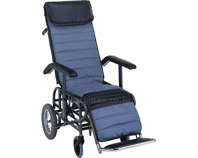 【※法人・施設限定・送料別途】フルリクライニング車いす介助用（手動背足連動）4型/手動座高調節モケット(cm-248661)【販売単位:1】