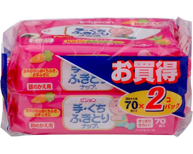 手・くちふきとりナップ詰めかえ用/70枚×2個パック(cm-258133)【販売単位:16】
