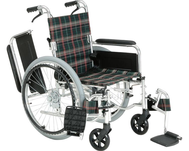 【※法人・施設限定・送料別途】アルミ自走用車いすセレクト80/KS80-4043ネイビーチェック(cm-283905)【販売単位:1】