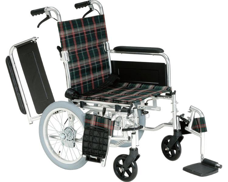 【※法人・施設限定・送料別途】アルミ介助用車いすセレクト70/KS70-4043グリーンチェック(cm-283906)【販売単位:1】