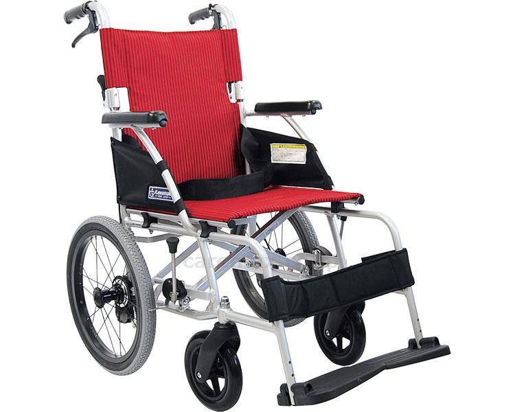 【※法人・施設限定・送料別途】軽量ベーシックモジュール車いす介助用BML16-40SB/No.93（赤ストライプ）(cm-287596)【販売単位:1】