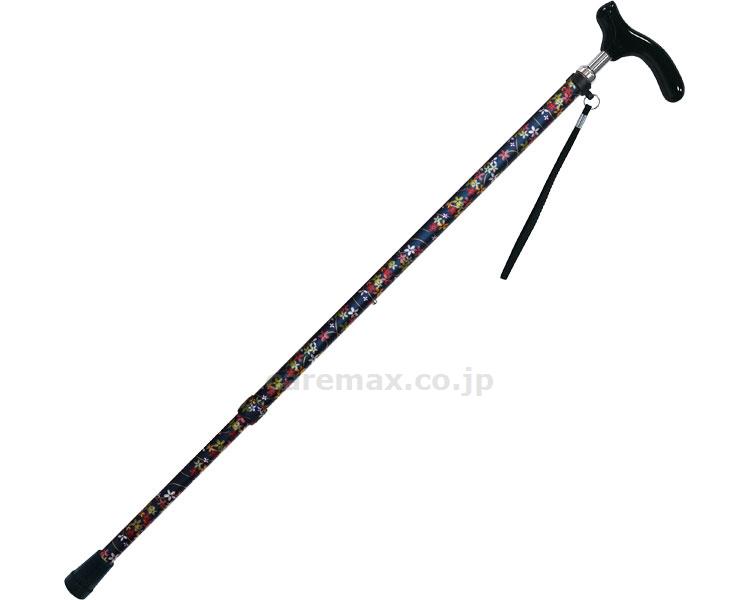 【※法人・施設限定・送料別途】伸縮細型ネックステッキ/67-FD4花柄紺(cm-293835)【販売単位:1】