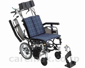 【※法人・施設限定・送料別途】ティルト・リクライニング車いすSKT-8/♯A-4紺/ベージュチェック(cm-305657)【販売単位:1】
