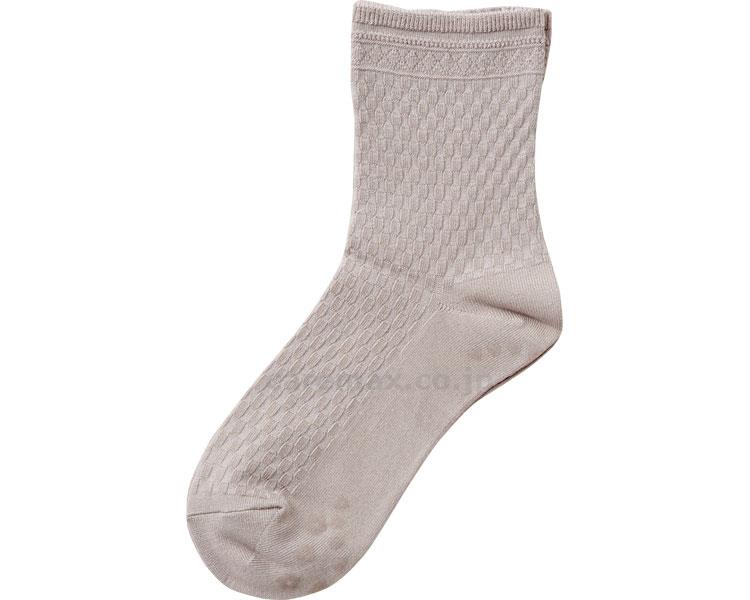 婦人ゴムなし柄すべり止めソックス（格子）/333522～24cmグレー(cm-313652)【販売単位:1】