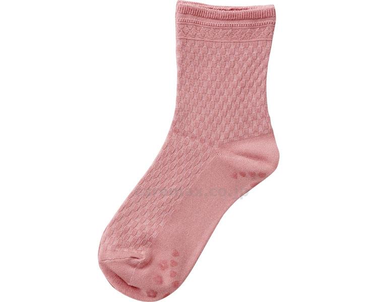 婦人ゴムなし柄すべり止めソックス（格子）/333522～24cmローズ(cm-313653)【販売単位:1】