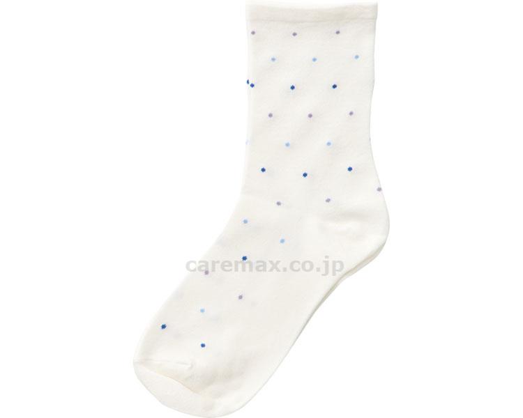 婦人ゴムなし柄すべり止めソックス（ドット）/333622～24cmオフホワイト(cm-313655)【販売単位:1】