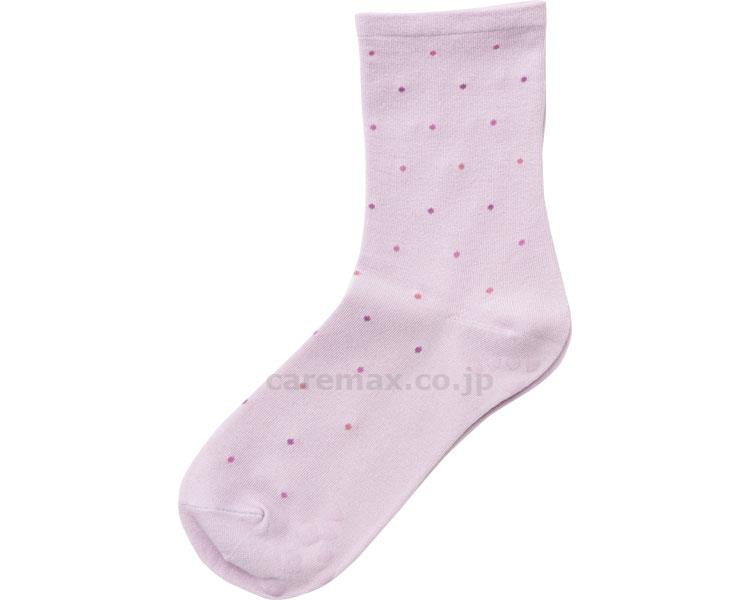 婦人ゴムなし柄すべり止めソックス（ドット）/333622～24cmラベンダー(cm-313656)【販売単位:1】