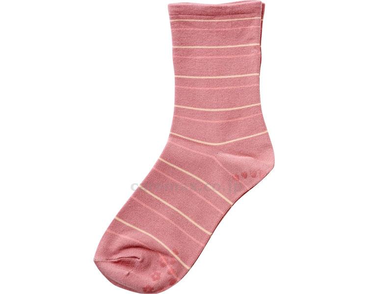 婦人ゴムなし柄すべり止めソックス（ボーダー）/333722～24cmローズ(cm-313659)【販売単位:1】