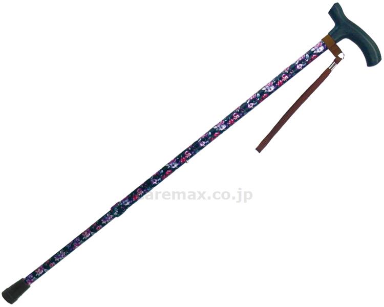 【※法人・施設限定・送料別途】伸縮ステッキA/92-F2花柄BK(cm-315312)【販売単位:1】