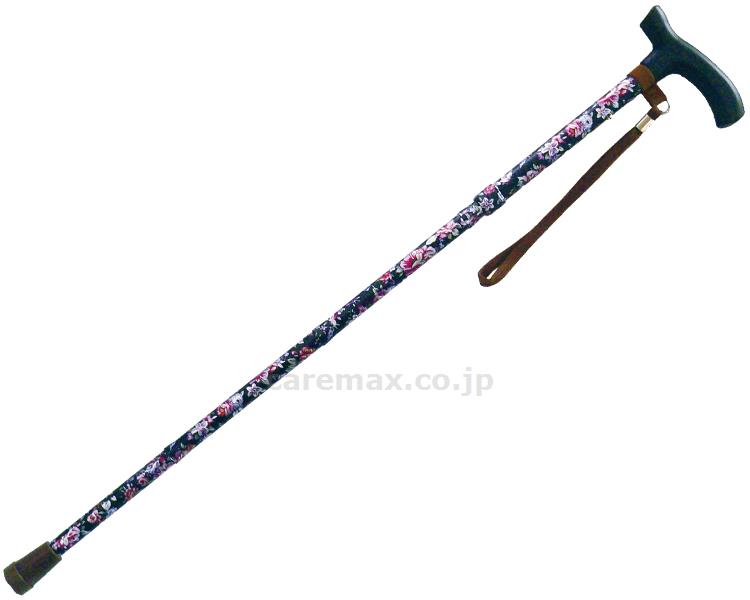 【※法人・施設限定・送料別途】折りたたみステッキA/97-F2花柄BK(cm-316314)【販売単位:1】