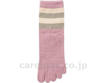 婦人シルク5本指ソックスボーダー柄/3290ローズ(cm-320215)【販売単位:1】