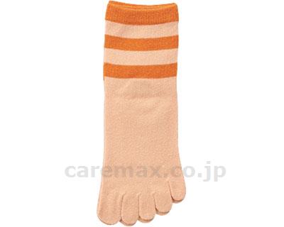 婦人シルク5本指ソックスボーダー柄/3290オレンジ(cm-320216)【販売単位:1】