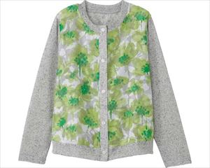 オーガンジー花柄切替カーディ / 820006-11 M～L 花柄Aグリーン(cm-480128)【販売単位:1】