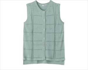 ニット後ろ長め丸首ベスト / 820141-31 M～L グリーン(cm-481040)【販売単位:1】