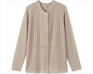 ニットワンタッチ丸首カーディ / 820146-01 M～L ベージュ(cm-481057)【販売単位:1】