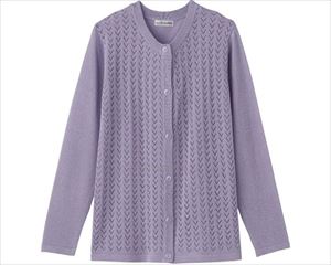 ニットワンタッチ丸首カーディ / 820146-11 M～L ラベンダー(cm-481058)【販売単位:1】