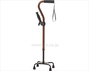 【※法人・施設限定・送料別途】補助グリップ付アルミ製4点支柱杖 / AQS-10BR　ブラウン(cm-484512)【販売単位:1】