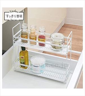 【※法人・施設限定・送料別途】ファビエ スパイスバスケット2段 / ホワイト(cm-486138)【販売単位:8】