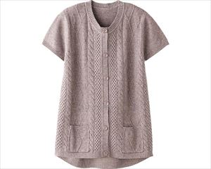 もちもちニット斜め釦ホールベスト / 820294-13　LL　モカ(cm-488830)【販売単位:1】