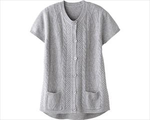 もちもちニット斜め釦ホールベスト / 820294-24　S　薄グレー(cm-488831)【販売単位:1】