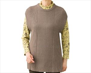 もちもち丸洗いロングベスト / 820381-01　M～L　モカ(cm-489163)【販売単位:1】