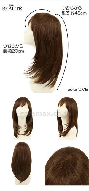 総手植えオールウィッグ ラシフォンストレートミディ / BA-104-ZNB 人毛ミックスナチュラルブラウン(cm-493295)【販売単位:1】