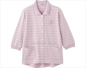 7分袖スナップ釦ポロカーディ / 820620-14 S ローズ(cm-495053)【販売単位:1】