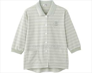 7分袖スナップ釦ポロカーディ / 820620-21 M～L グリーン(cm-495057)【販売単位:1】