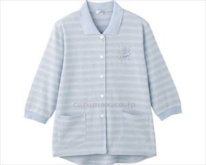 7分袖スナップ釦ポロカーディ / 820620-31 M～L ブルー(cm-495060)【販売単位:1】