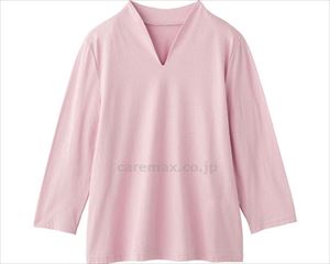 7分袖衿デザインTシャツ / 820687-11 M～L ピンク(cm-495192)【販売単位:1】
