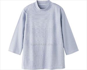 7分袖ボーダー柄Tシャツ / 820689-22 L ラベンダー×グレー(cm-495245)【販売単位:1】