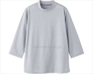 7分袖ボーダー柄Tシャツ / 820689-31 M グレー×オフ(cm-495248)【販売単位:1】