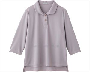 7分袖後ろ長め衿付Tシャツ / 820883-11 M～L グレージュ(cm-495282)【販売単位:1】