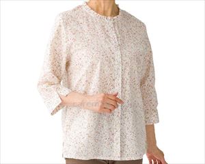 7分袖メロー衿花柄ブラウス / 820694-02 L ピンク(cm-495306)【販売単位:1】