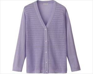 ニットワンタッチV首カーディ / 820802-11 M～L ラベンダー(cm-496043)【販売単位:1】