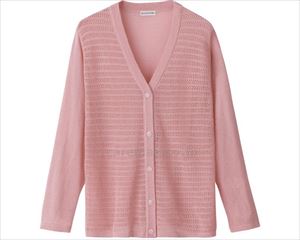 ニットワンタッチV首カーディ / 820802-21 M～L ローズ(cm-496044)【販売単位:1】