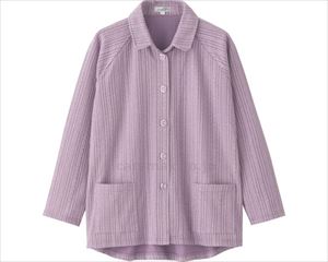 カット衿付マグネット釦カーディガン（指先ストレッチ） / 820602-41 M～L パープル(cm-496050)【販売単位:1】