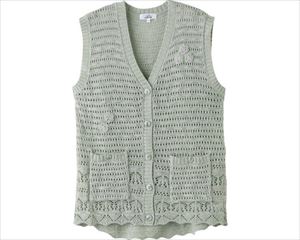 ニットワンタッチテープV首透かしベスト / 820190-11 M～L グリーン(cm-496058)【販売単位:1】
