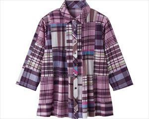 7分袖斜め釦ホールブラウス / 820634-01 M～L ローズ(cm-496180)【販売単位:1】