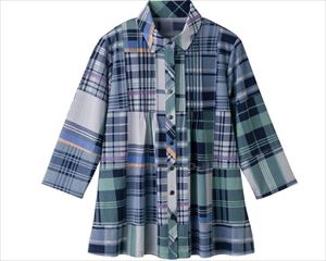 7分袖斜め釦ホールブラウス / 820634-11 M～L サックス(cm-496181)【販売単位:1】