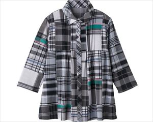 7分袖斜め釦ホールブラウス / 820634-21 M～L グレー(cm-496182)【販売単位:1】