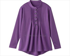 斜め釦ホールピンタックブラウス / 820674-02 L パープル(cm-496255)【販売単位:1】