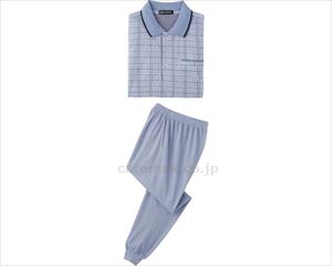 麻混ポロ衿上下スーツ / 820874-23 LL サックス(cm-496953)【販売単位:1】