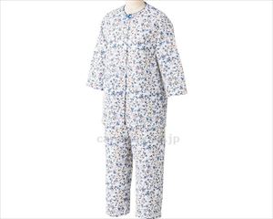 大きめボタンマジョリカ8分袖8分丈パジャマ / 800184-02 L サックス(cm-497157)【販売単位:1】