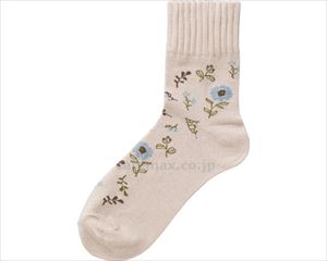 抗ウイルス足首ゆったりソックス（花柄） / 800219-11 ベージュ(cm-497398)【販売単位:1】