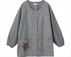 前開きスモック / 800237-21 M～L ブラック×ストライプ(cm-497478)【販売単位:1】