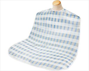 【※法人・施設限定・送料別途】ソフラピレンエプロン ボーダーチェック ロング / 102312 ブルー(cm-498549)【販売単位:1】
