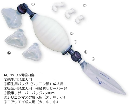 【法人・施設限定】0-281-36 人工蘇生器 手動式・ブルークロス 成人用 ACRW-33ブルークロス