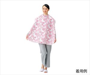 0-5213-11 食事用エプロン ピンク花柄 0-5213-11 食事用エプロン ピンク花柄